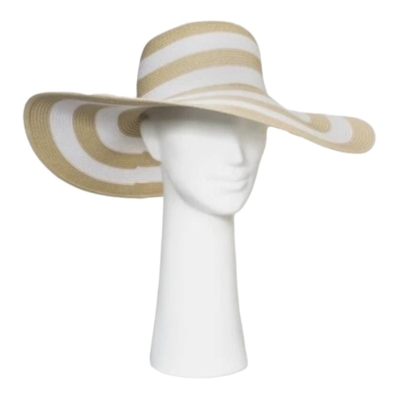 Tan & White Striped Floppy Hat - Picture 2 of 2